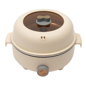 1.5 L Electric Hot Pot 2 Temperatures Portable Multi Cooker 1-2 People Portable Non-Stick Frying Pan Travel Cooker Suitable for Home Student Dorm Flat Camping Travel etc (Khaki)