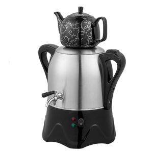 2000 W Electric Turkish Tea Maker, 3 L Stainless Steel Teapot, Electric Samovar with Warming Function, Boil Dry Protection with 1 Litre Capacity for Coffee, Scented Tea, Turkish...