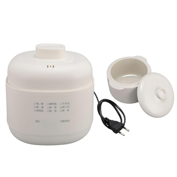 200W Ceramic Stew Cooker, 1L Mini Electric Slow Cooker with Timer Lid for Home Kitchen, Anti Dry Burn Soup Porridge Cooker (EU Plug 220V)