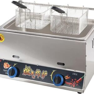 20L Cylinder Gas Fryer Commercial Lightweight Stainless Steel Countertop Electronic Pulse Ignition Non Slip Energy Saving Easy Clean