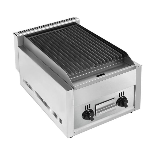 21 Inch Commercial Gas Grill, 2 Burner Countertop Char Broiler with Adjustable Temperature, Stainless Steel Flattop BBQ Stove for Restaurant, Indoor Outdoor