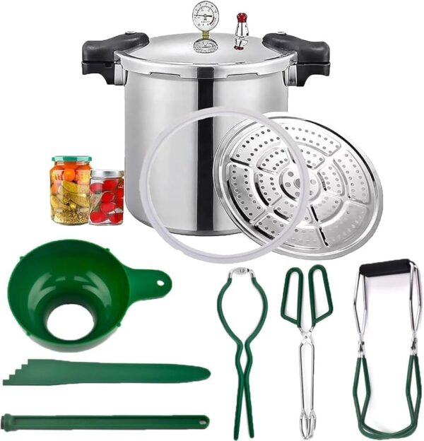 25 Litre Pressure Cooker Canner & All American Pressure Cans for Preserving & Water Bath Preservator Pressure Gauge & Pressure Regulator Induction Compatible & Pressure Outlet...