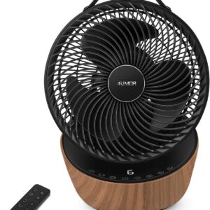 4UMOR Quiet Fan 20 dB 7.6 m/s Turbo 21 W DC Motor 12 Speeds Table Fan Very Quiet 3D Air Circulation for 30 m² 8H Timer Fan Bedroom Office Black