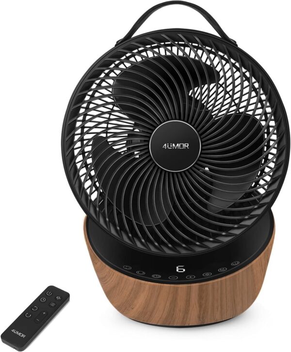 4UMOR Quiet Fan 20 dB 7.6 m/s Turbo 21 W DC Motor 12 Speeds Table Fan Very Quiet 3D Air Circulation for 30 m² 8H Timer Fan Bedroom Office Black