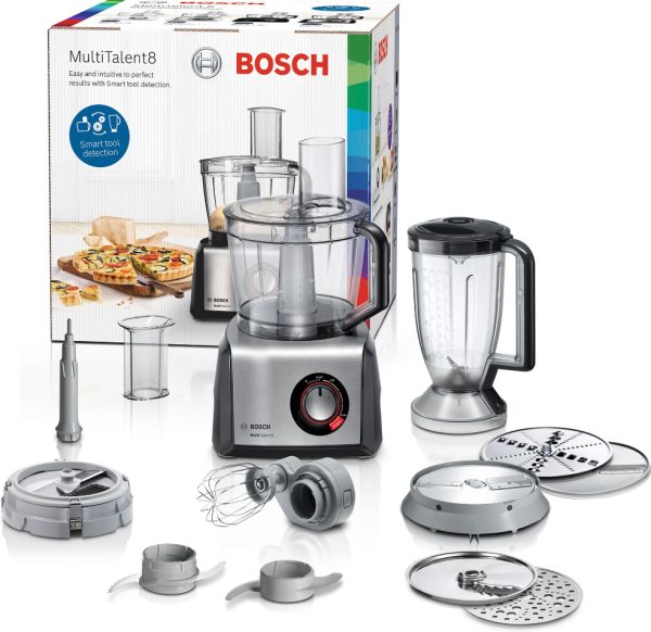 Bosch MC812M865 Compact Food Processor, MultiTalent 8, 1250 W, Black, Brushed Stainless Steel - Image 3