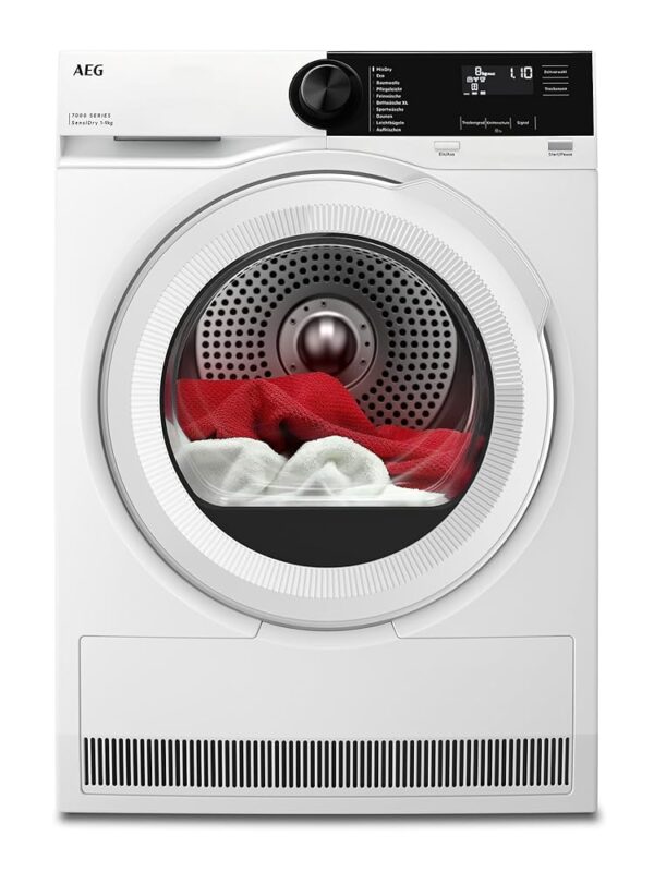 AEG Heat Pump Dryer 9 kg, Series 7000 SensiDry Gentle & Energy-Saving Drying Process, A+++, Automatic Volume, Gentle Drum, Wrinkle Protection, TR7T65690