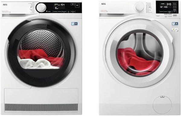 AEG TR8T70680 Heat Pump Dryer / Series 8000 with AbsoluteCare® & LR6A648 Washing Machine / 8.0 kg / Quiet / Automatic Volume