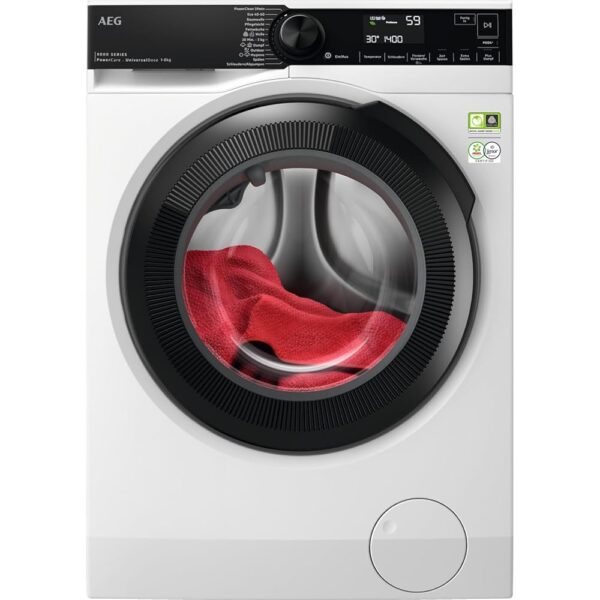 AEG Washing Machine - Series 8000 PowerCare Fibre Protection - Universal Box Drawer for PODS - Refresh & Refill Function - 8 kg - Quiet - Automatic Volume - 1400 rpm - Full...