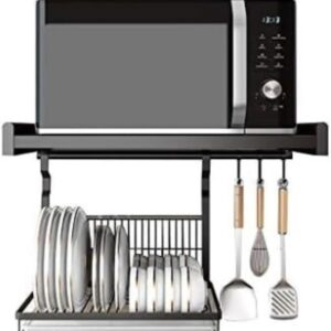 Aluminium-Mikrowellen-Ständer, Wandmontage, mit Abtropfgestell, Küchen-Nizer für Mikrowelle und Schüsseln