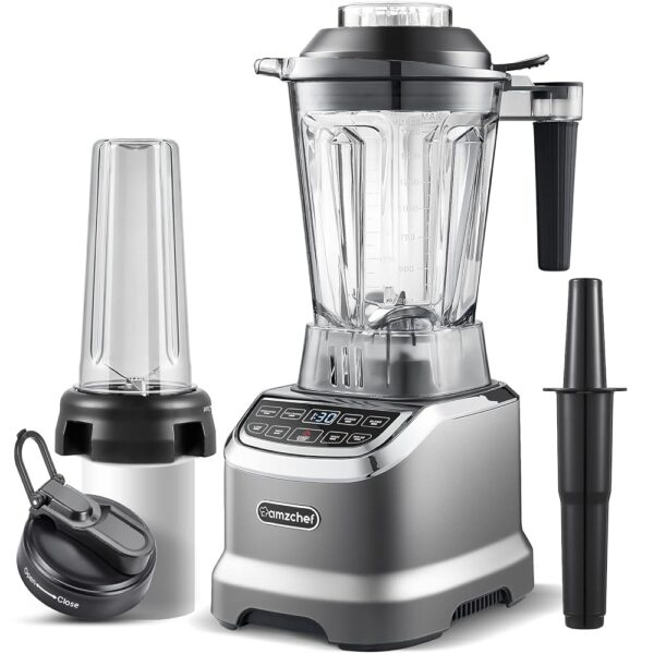 AMZCHEF 2-in-1 Stand Mixer with Two Mixing Containers - Blender Mixer High Performance Mixer 2000 Watt - 1.85 Litre Mixer Smoothie Maker with 6 Blades - Portable 600 ml Bullet...