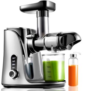 AMZCHEF Juicer Vegetable and Fruit with 2 Speed Modes - Juicer Slow Juicer with Portable Bottle and 2 Cups - BPA Free Cold Press Juicer with Intelligent LED and Reverse Function...