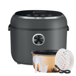 AMZCHEF Mini Rice Cooker 4L Multi Cooker for 5 People, 8 Cups (Uncooked), 860W Rice Cooker with 7 Cooking Functions, Steamer Basket, 12H Preset and Keeping Warm, Non-Stick Inner...