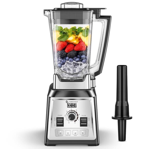 AMZCHEF Stand Mixer 2000 Watt | 2L Mixer High Performance Mixer | Blender with 8 Adjustable Speeds and 4 Preprogrammes for Crushed Ice, Smoothie Maker, Meat Mixer | BPA-Free