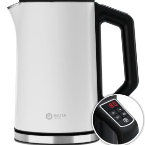 BALTER Stainless Steel Kettle with Temperature Setting, 40 °C - 100 °C, Double Wall, BPA-Free, Quiet & Wireless, Kettle, Tea Maker with Temperature Selection, 1.5 L, 2200 W, White