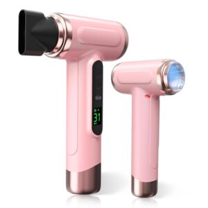 Battery Hair Dryer, 15000 mAh Battery Hair Dryer, Rechargeable with USB Charging, Cold Hot Wind Wireless Hair Dryer with Battery for Travel Camping (Plnk)