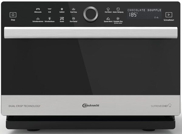 Bauknecht Supreme Chef MW 3391 SX 5-in-1 Multi-Function Microwave / 1000 W / 33 L Cooking Capacity / Hot Air (1,700 W) / XXL Grill (1,200 W) / Dual Crisp & CrispFry / Auto Clean...