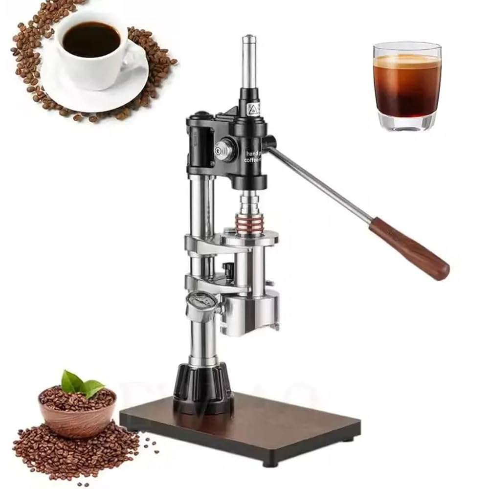 BDJSN Hand Pressed Coffee Machine, 1-16 Bar, Commercial Manual Espresso Extraction, 100 ml Water Tank, Removable Stainless Steel Design with Pressure Gauge, for Camping, Travel,...
