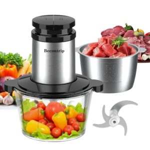 Becontrip 500 W Electric Kitchen Chopper, 2L + 2L Food Processor Multi Chopper Vegetable Cutter Vegetable Meat Food Chopper Crochet Mini Kitchen Chopper Electric Kitchen Chopper