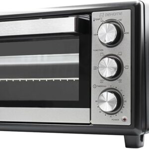 BEHOME Electric Convection Oven Small 20L Temperature up to 230° Timer 60min Electric Table Oven with Grill Grate, Baking Tray and Grill Lifter Included, Non-Stick Double Glass