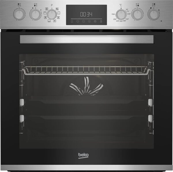 Beko BBUM12328X AeroPerfect Built-In Cooker Set Glass Ceramic Hob 8 Heat Types SteamShine Cleaning Function Stainless Steel