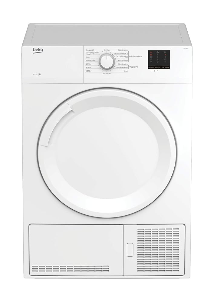 Beko DC 7130 N Condenser Dryer, 7 kg, B Energy Rating, Electronic Moisture Measurement, Automatic Anti-Creasing Function, Reversing Drum Motions, 15 Programmes