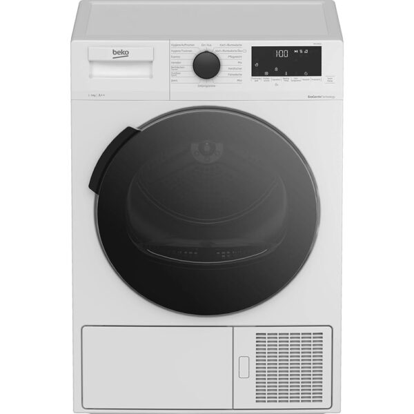 Beko DHC946GX Tumble Dryer with Heat Pump Technology, Stainless Steel Drum, 9 kg, A++, Hygienic Drying & Hygiene Refresh, White