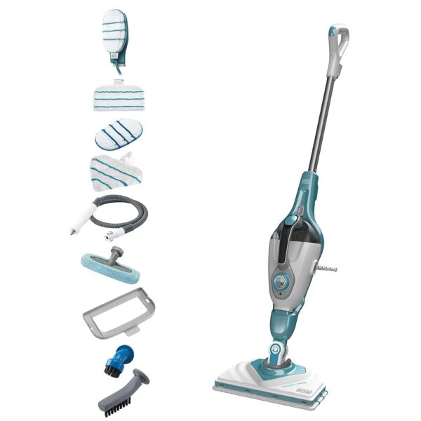 BLACK+DECKER BHSM166DSM-QS Steam Cleaner 1600 W 2-in-1 Steam Mop with Handheld Steamer (for Hygienic, Thorough Cleanliness, for Cleaning the Whole Household, Includes 11...