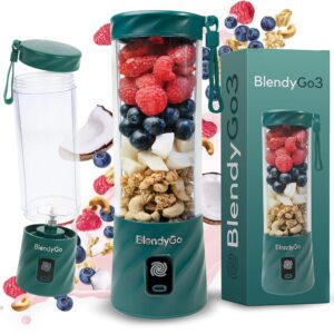 BlendyGo 3® Blender Smoothie Maker, Smoothie Mixer Small, Mini Portable Blender, Portable Blender, USB, Smoothie Maker to Go, Stand Mixer 550 ml, BPA-Free, PulseMotion &...