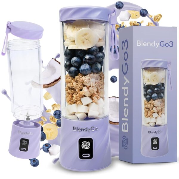 BlendyGo 3® Blender Smoothie Maker, Smoothie Mixer Small, Mini Portable Blender, Portable Blender, USB, Smoothie Maker to Go, Stand Mixer 550 ml, BPA-Free, PulseMotion &...