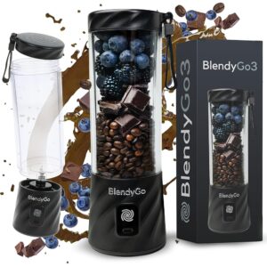 BlendyGo 3® Blender Smoothie Maker, Smoothie Mixer Small, Mini Portable Blender, Portable Blender, USB, Smoothie Maker to Go, Stand Mixer 550 ml, BPA-Free, PulseMotion &...