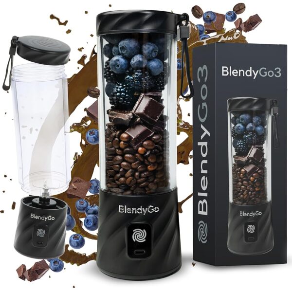 BlendyGo 3® Blender Smoothie Maker, Smoothie Mixer Small, Mini Portable Blender, Portable Blender, USB, Smoothie Maker to Go, Stand Mixer 550 ml, BPA-Free, PulseMotion &...