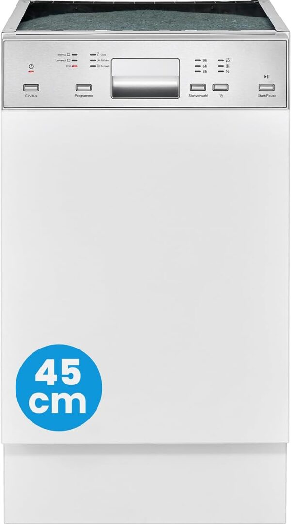 Bomann Dishwasher 45 cm, partially integrated, very quiet, dishwasher 45 cm, automatic door opening, including Aquastop, cleaning temperature: 40°-65°C, 6 programs, dishwasher...