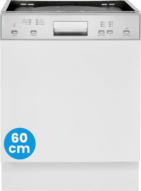 Bomann Dishwasher 60 cm, partially integrated design, very quiet, partially integrated dishwasher 60 cm, automatic door opening, including Aquastop, 40°-65°C, 6 programmes -...