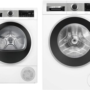 Bosch Heat Pump Dryer for 8 kg Laundry, Series 6, A+++, 176 kWh/Year & WGG244140 Washing Machine Series 6, Front Loader with 9 kg Capacity