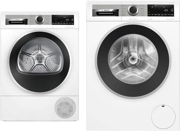 Bosch Heat Pump Dryer for 8 kg Laundry, Series 6, A+++, 176 kWh/Year & WGG244140 Washing Machine Series 6, Front Loader with 9 kg Capacity