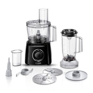 Bosch MultiTalent 3 MCM3201B Compact Food Processor, 30 Functions, 2.3 L Mixing Bowl, 1.0 L Mixer, Utility Knife, Cutting and Rasping (Fine, Coarse), Percussion Disc (Cream, Egg...