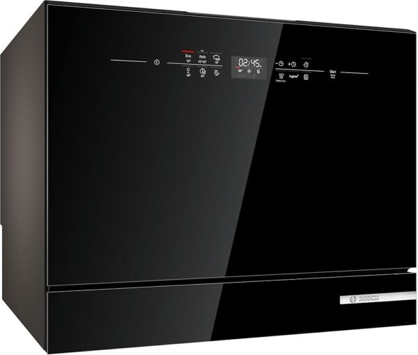 Bosch SKS6ITB00E, Series 6, Freestanding Compact Dishwasher 55 cm, Cutlery Basket, Mini Dishwasher, Quick Clean Dishes, Extra Drying, Gentle Glass Cleaning, Automatic Programs,...