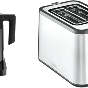 Bosch TWK7203 Wireless Kettle, Automatic Shut-Off, 1.7 L, 2200 W, Black & Krups KH442D Control Line Premium Toaster, Stainless Steel, 2 Short Slots for 2 Slices, 850 W,...