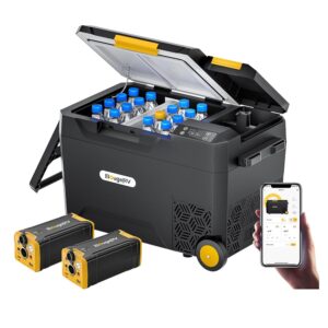 BougeRV CRX2 30L Compressor Cool Box (-20~20°C), Car Fridge with 2x 220Wh Batteries, Portable Fridge with 10 Minutes Cooling, 12/24V DC 100-240V AC, Perfect for Camping,...
