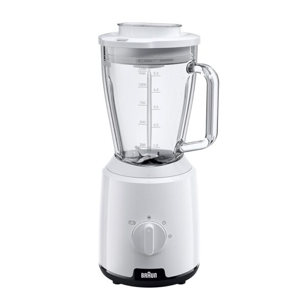 Braun PowerBlender 1 Hand Blender with Triangular Glass Jug, 2 Speeds, Ice Crushing Function, JB1050WH, 600 W, White