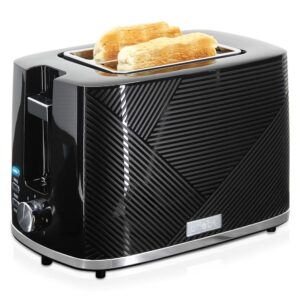 briebe Elegance Wide Slot Toaster, 2 Slice Toaster, 7 Roasting Settings, Reheat Function, Cancel, Reheat and Defrost Crumb Drawer, 870 W, Modern Design, Black