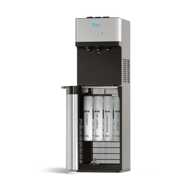 Brio Self-cleaning bottle-less water cooler dispenser, UL/Energy Star, stainless steel, use point drinking water filter, hot, cold and room temperature