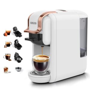 Cafelffe MK-603 Pod Coffee Maker, 4 in 1 Hot/Cold Single Serve Espresso Machine, Compatible with ESE Pods,Nes Original/DG capsules and Ground Coffee, Fast Brew, White