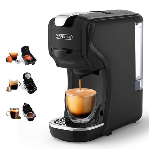 Cafelffe MK-611 3 in 1 Capsule Pod Coffee Maker with 19 Bar Pressure,Adjustable Cup Height, Hot/Cold Brew,Compact Espresso Machine for Home & Office Use, Nes Original/DG/Ground...