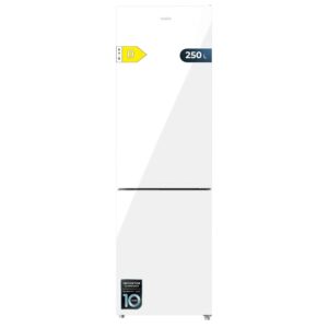 Cecotec Bolero CoolMarket Combi 250 White Glass D Inverter Plus Compressor, White Glass 180 x 55 cm, 250 L, No Frost, Energy Class D, Multi Air Flow, Quick Cooling and Humidity Box