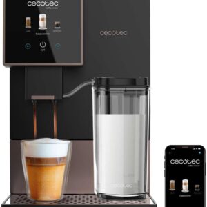 Cecotec Compact Super Automatic Coffee Machine with Wifi Cremmaet Compactccino Connected Black Rose. 1350 W, 19 Bar, TFT Screen and App, Grinder, Milk Tank 400 ml and 1 Litre of...