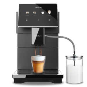 Cecotec Cremmaet Tempo Fully Automatic Coffee Machine, 7 Inch TFT Screen, 13 Coffee Recipes, 6 User Profiles, 1350 W Power, 19 Bar Pressure, Water Tank 1.5 L and Milk Tank 600 ml