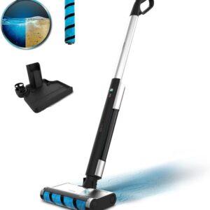 Cecotec FreeGo Wash Electric Mop 40 W, 40 Minutes Autonomy, Wet Jalisco Absorbent Roller, 420 ml Clean and 150 ml Dirty Water Tank, Automatic Sprayer and Self-Cleaning Station