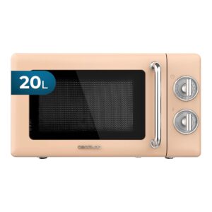 Cecotec Mikrowelle Proclean 3010 Mechanische, 20 l, Retro-Beige, 700 W, 6 Stufen, Timer bis zu 30 Minuten, Auftaumodus, Vintage-Design in Beige, Stahl-Finish