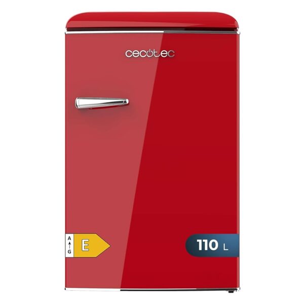 Cecotec Mini Retro Kühlschrank mit 110 L Bolero CoolMarket TT Origin 110 Rot E. Mini-Kühlschrank, Klasse E, ICEBOX, LED-Innenbeleuchtung, Chromgriff, Glasablagen,...